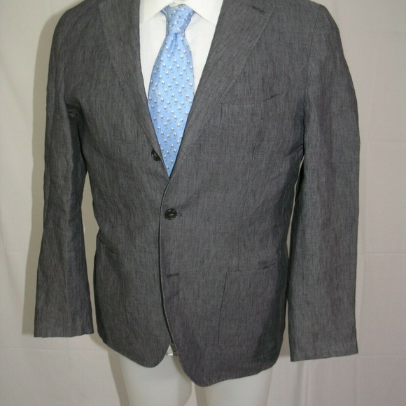 ARI Linen Cotton Blend Gray Woven Three Burton Blazer 42R - Picture 5 of 9